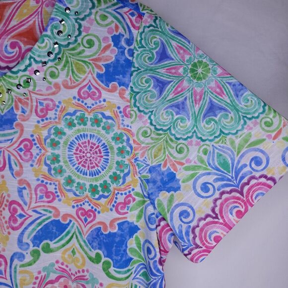 Alfred Dunner Top Medium Colorful Mandala Knit - Picture 4 of 10